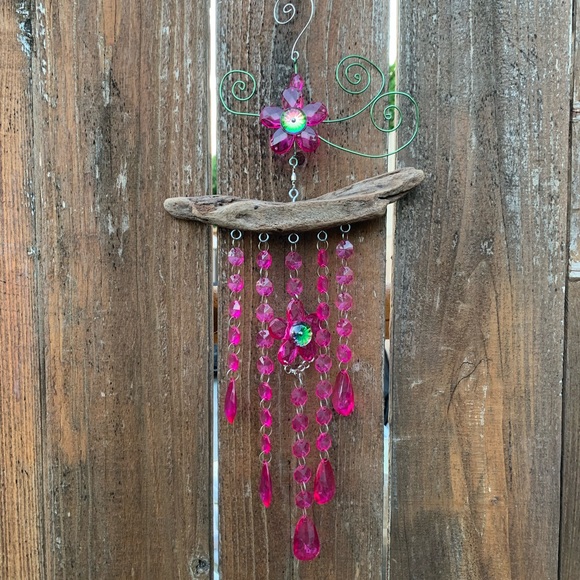 Barbie Movie 2023 Style Pink Sun Catcher Handmade Driftwood & Recyclables - Picture 13 of 13